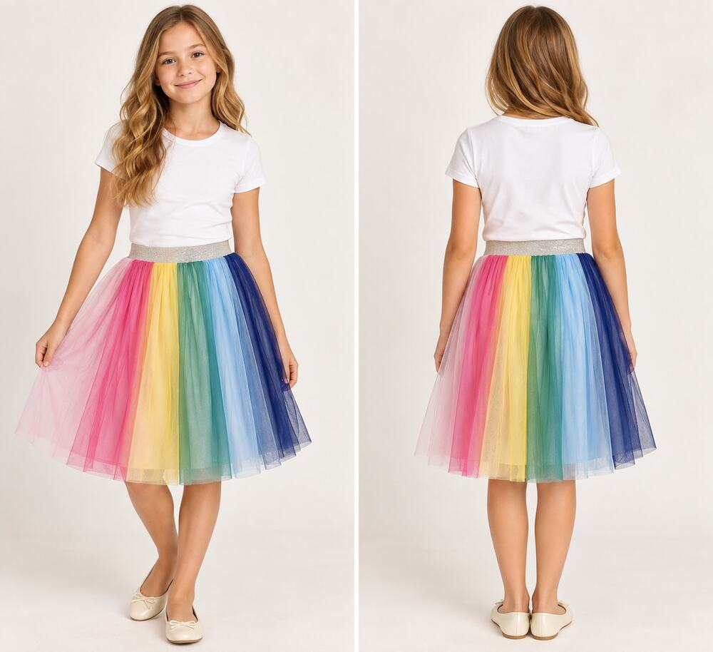 Hanna Andersson Rainbow Tulle Skirt 160 14-16 Multicolor Sheer Mesh Girls